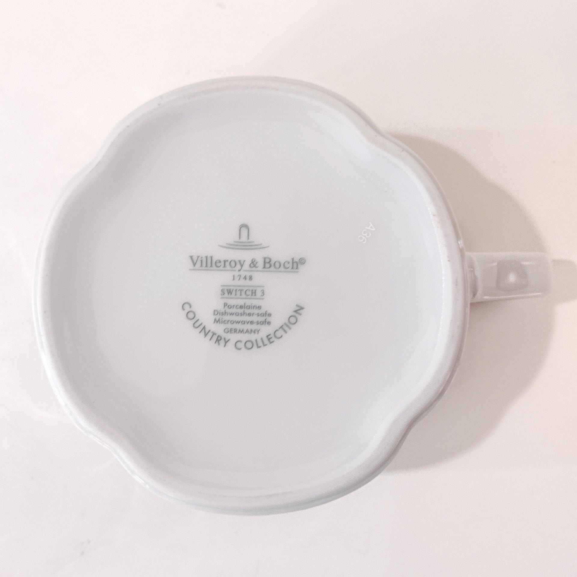 Vintage Villeroy and Boch Switch 3 Country Collection Gravy Pitcher with Blue Bird Lid, German Porcelain Gravy Boat