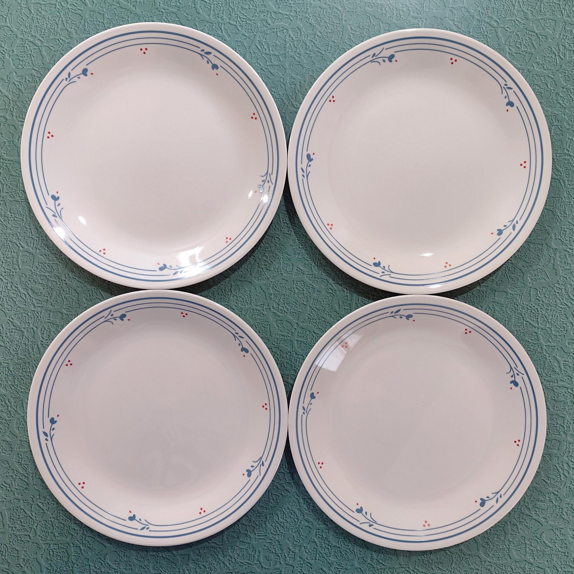 Corelle Country Violets Salad Plates, Set of Four, 8.5 Inch Corning Corelle Plates, Dessert Tapas Plates