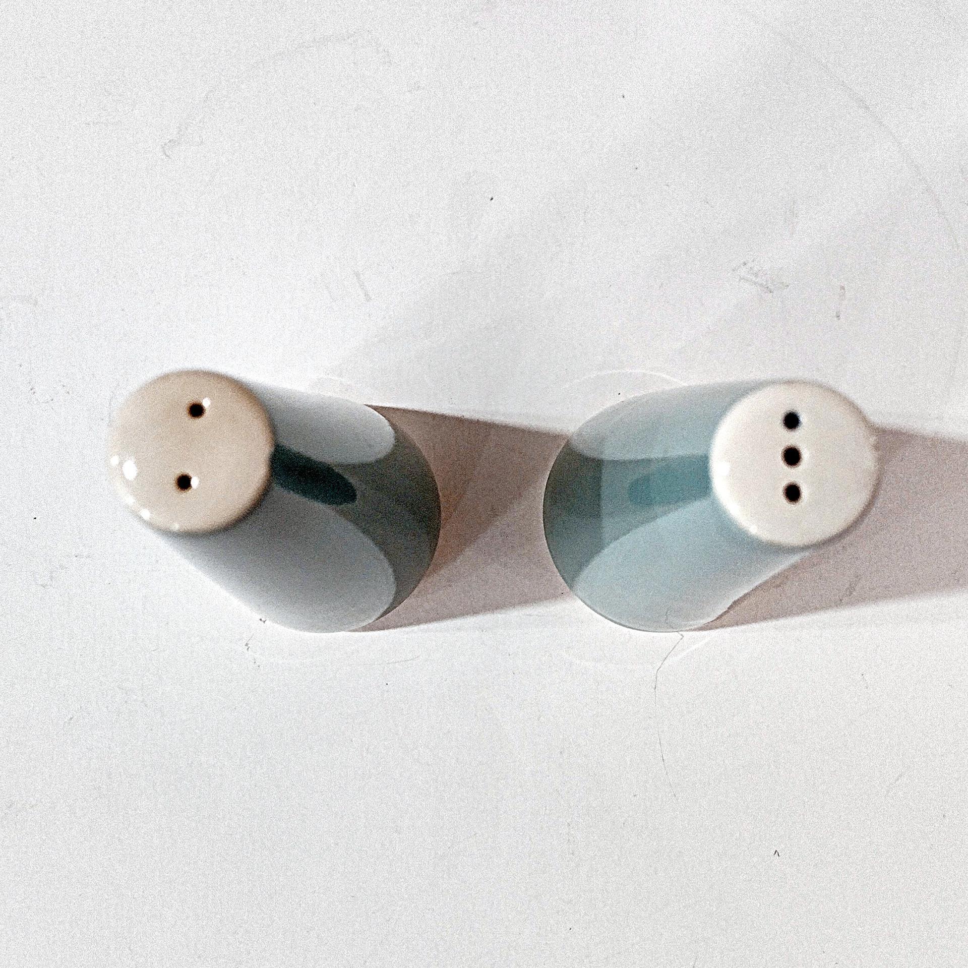 Vintage Homer Laughlin Vista Orbit Turquoise Aqua Blue Salt and Pepper Shaker Set, 1960's Dinnerware