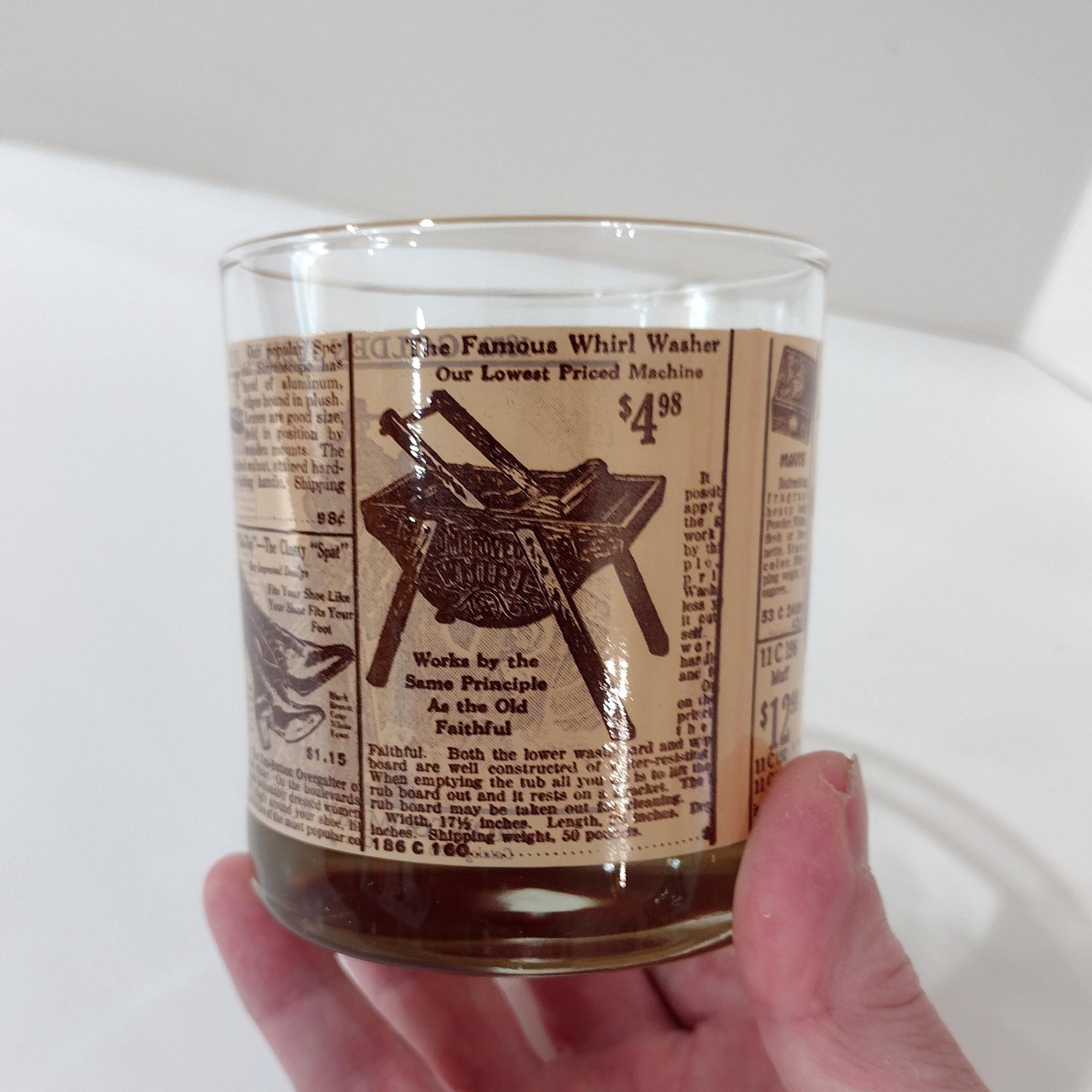 Vintage Montgomery Ward Golden Jubilee 1872-1922 Catalog Whiskey Lowball Rocks Glasses, Houze Art Glasses