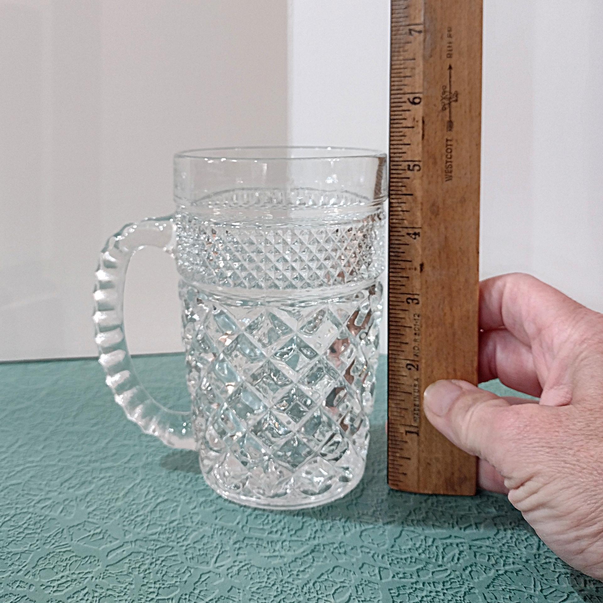 Vintage Anchor Hocking Wexford 14 Ounce Clear Glass Beer Coffee Mugs, Set of 4