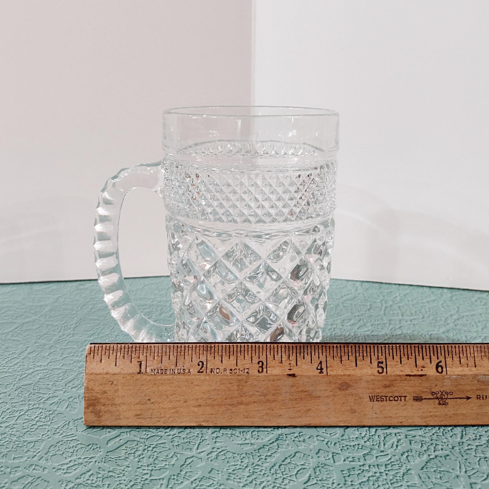 Vintage Anchor Hocking Wexford 14 Ounce Clear Glass Beer Coffee Mugs, Set of 4