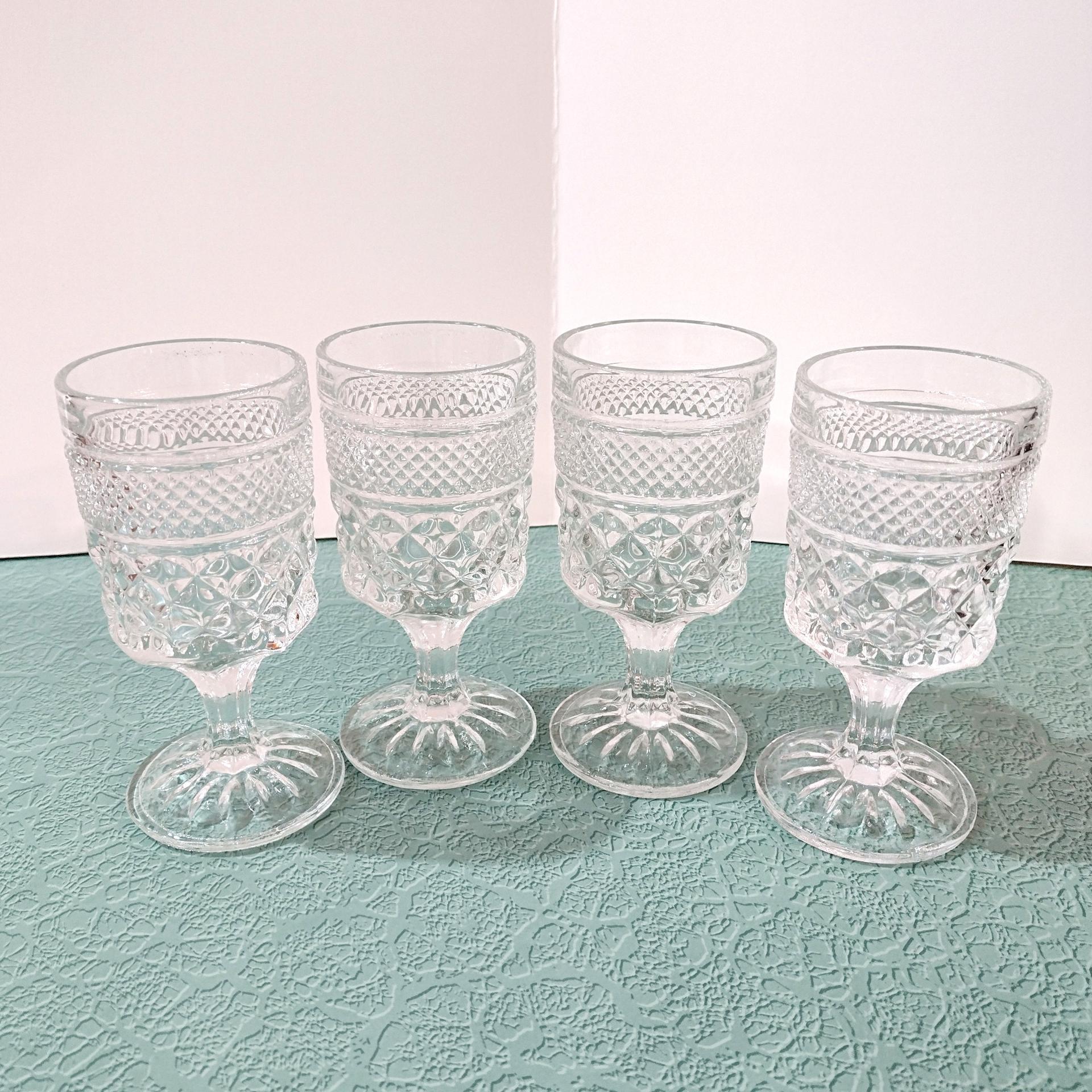 Vintage Anchor Hocking Wexford Claret Wine Glasses, Set of Four