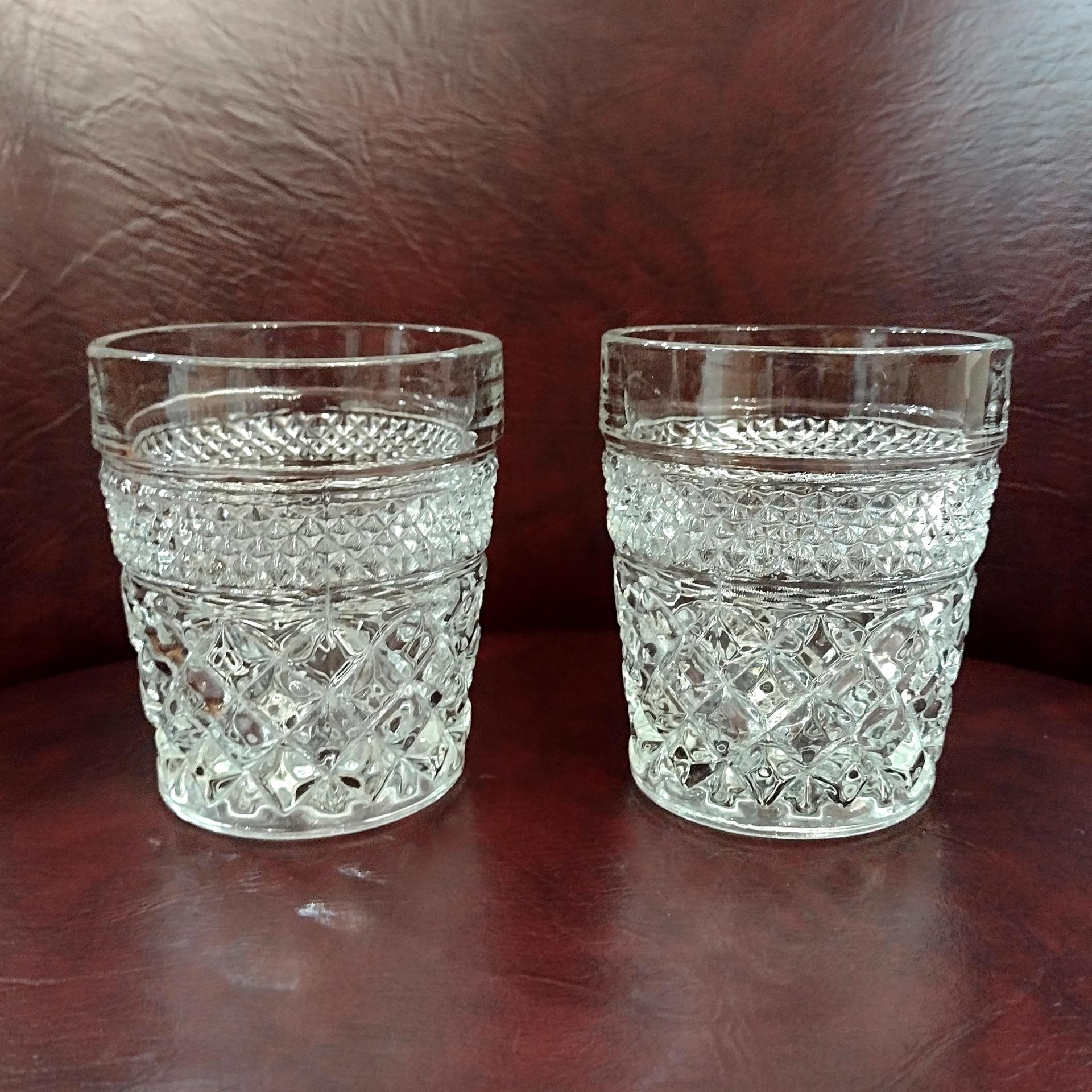 Vintage Anchor Hocking Wexford Old Fashioned Lowball Whiskey Glasses, Set of Two