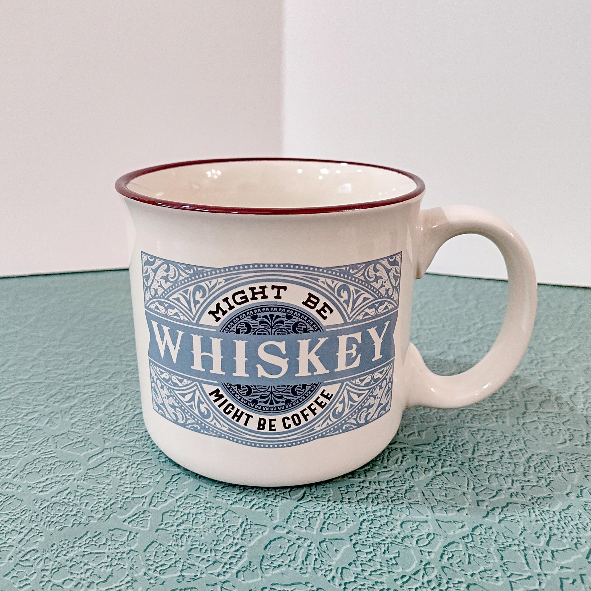Might be Whiskey Might be Coffee Ceramic Campfire Style Coffee Mug, Oversized 24 Ounce Mug