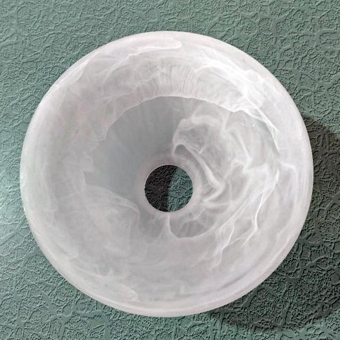 Vintage White Swirl Milk Glass Lamp Light Shade, Bell Shaped Replacement Pendant Shade