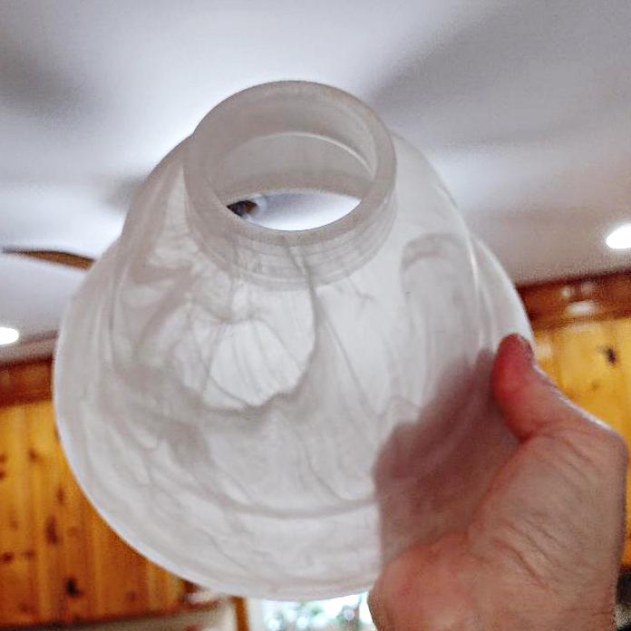 Vintage White Swirl Milk Glass Lamp Light Shade, Bell Shaped Replacement Pendant Shade