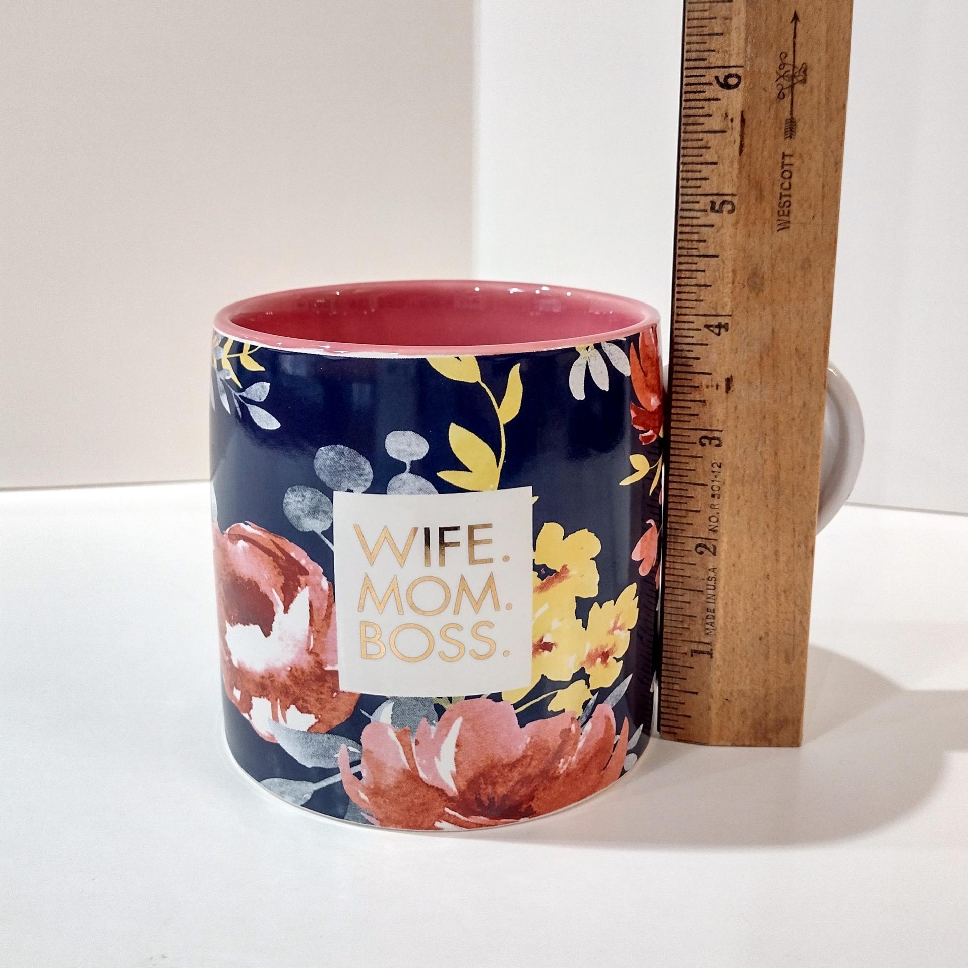 Vintage Wife Mom Boss Floral Ceramic Coffee Tea Mug, Large Oversized Mug, Mother's Day Gift