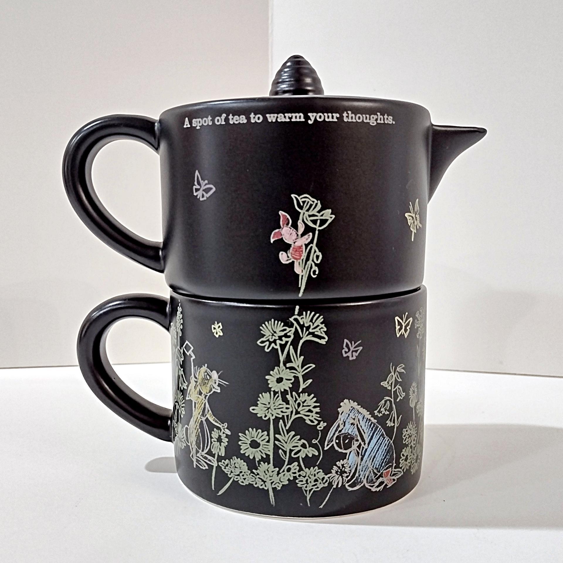Vintage Hallmark Winnie the Pooh Mini Teapot and Cup, Stackable Tea Pot Mug Set