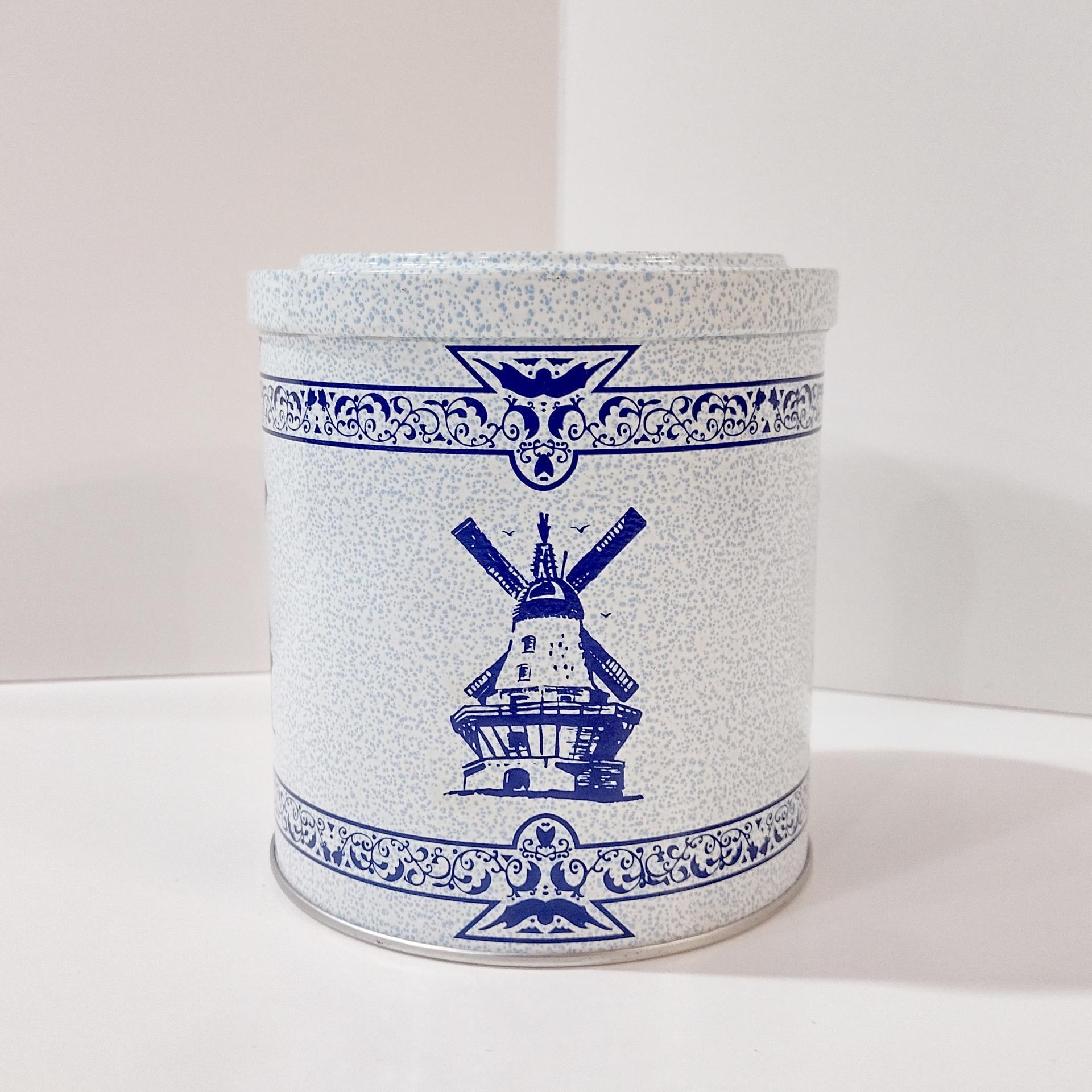 Vintage Valleybrook Farms Dainty Dutch Assortment Windmill Tin, Cylinder Storage Container