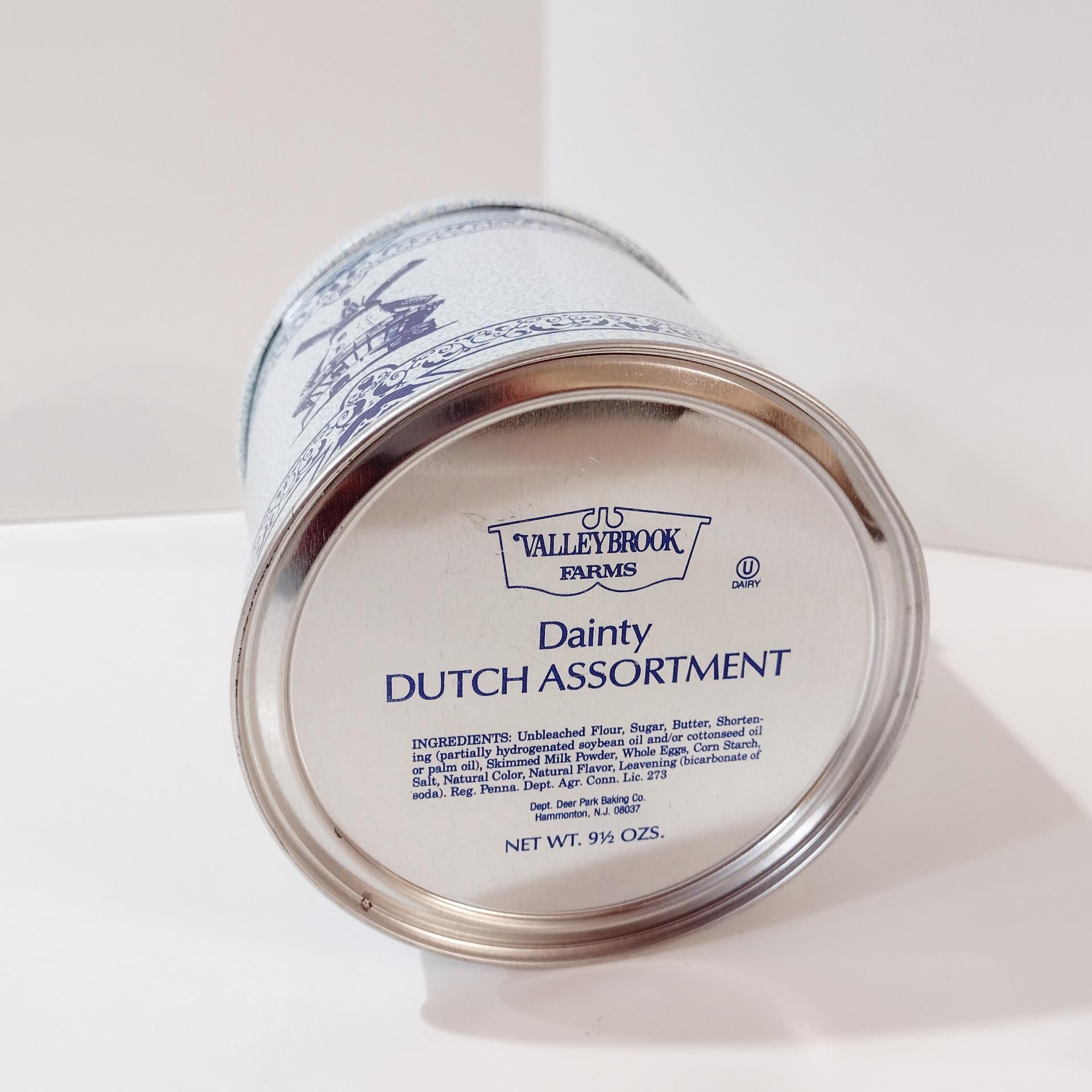 Vintage Valleybrook Farms Dainty Dutch Assortment Windmill Tin, Cylinder Storage Container