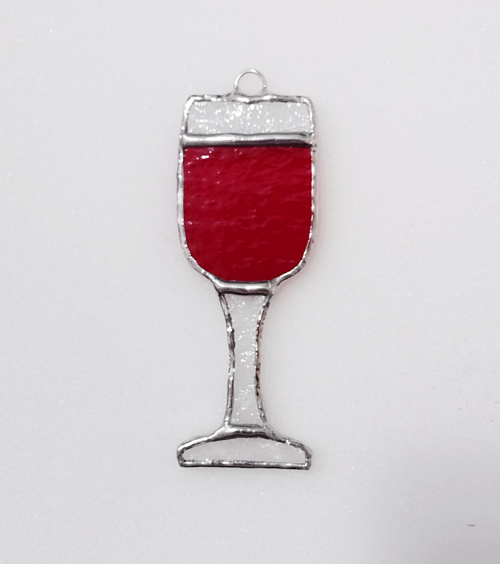 Handmade Stained Glass Wine Glass Suncatcher 