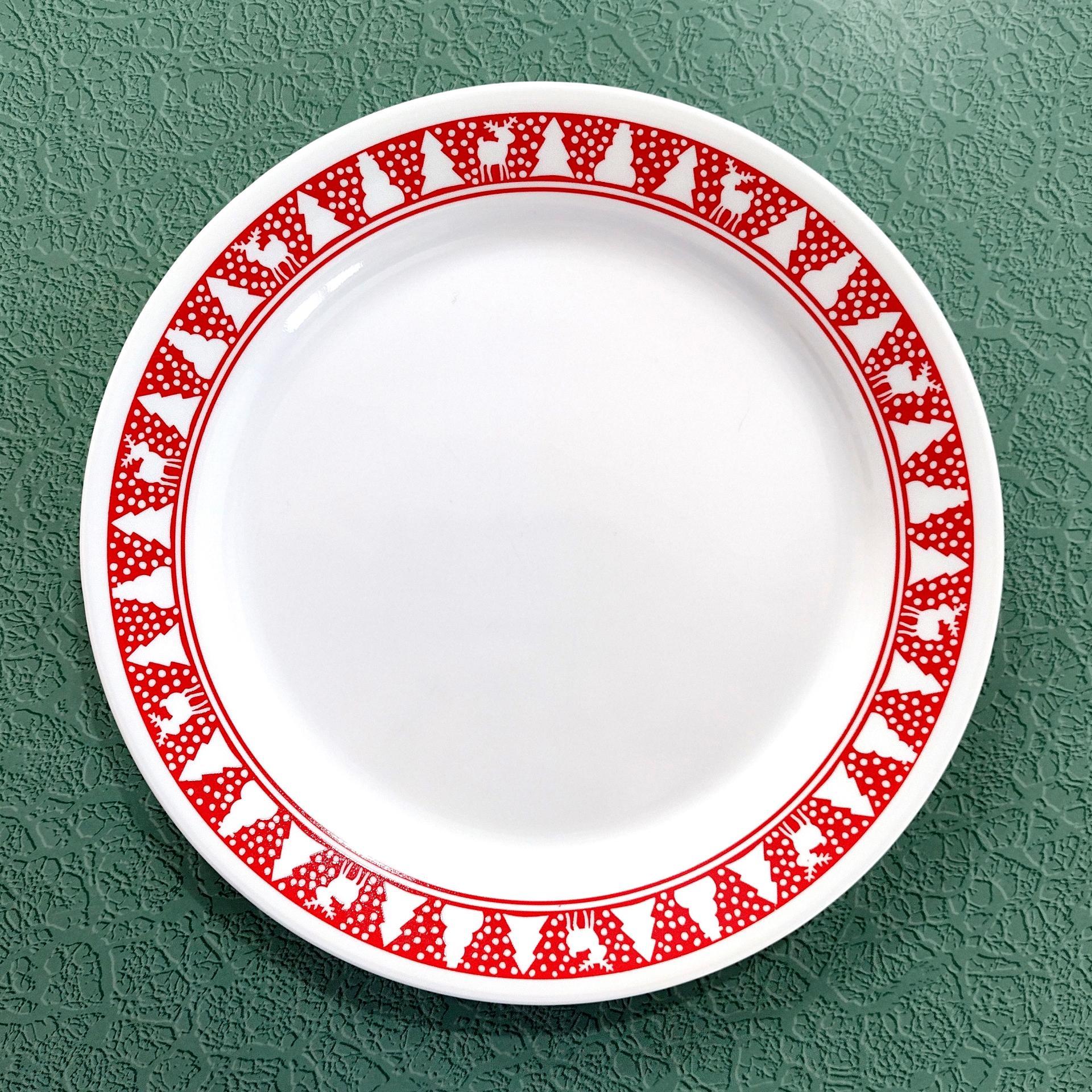 Vintage Corelle Red Winter Festival Dinner Plates, Set of 4, Corning Christmas Servingware, Holiday Dinnerware