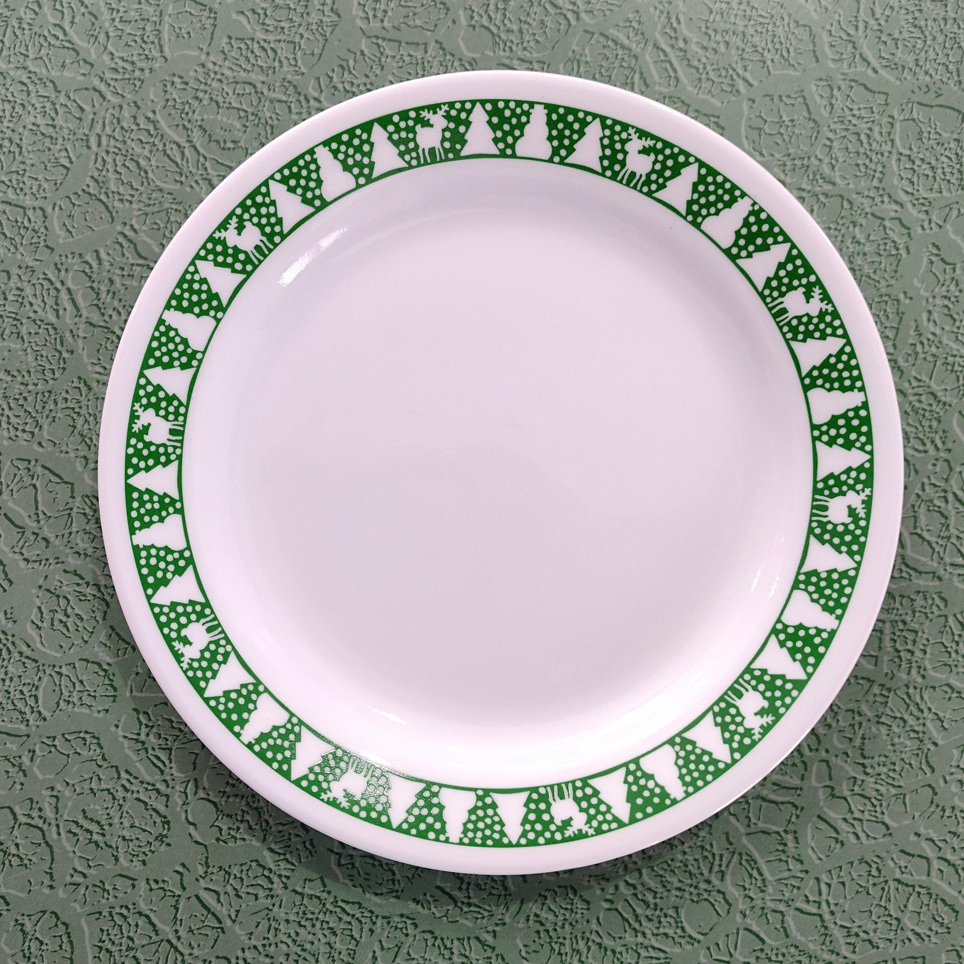 Vintage Corelle Green Winter Festival Salad Dessert Appetizer Plates, Set of 4, Corning Christmas Servingware, Holiday Dinnerware