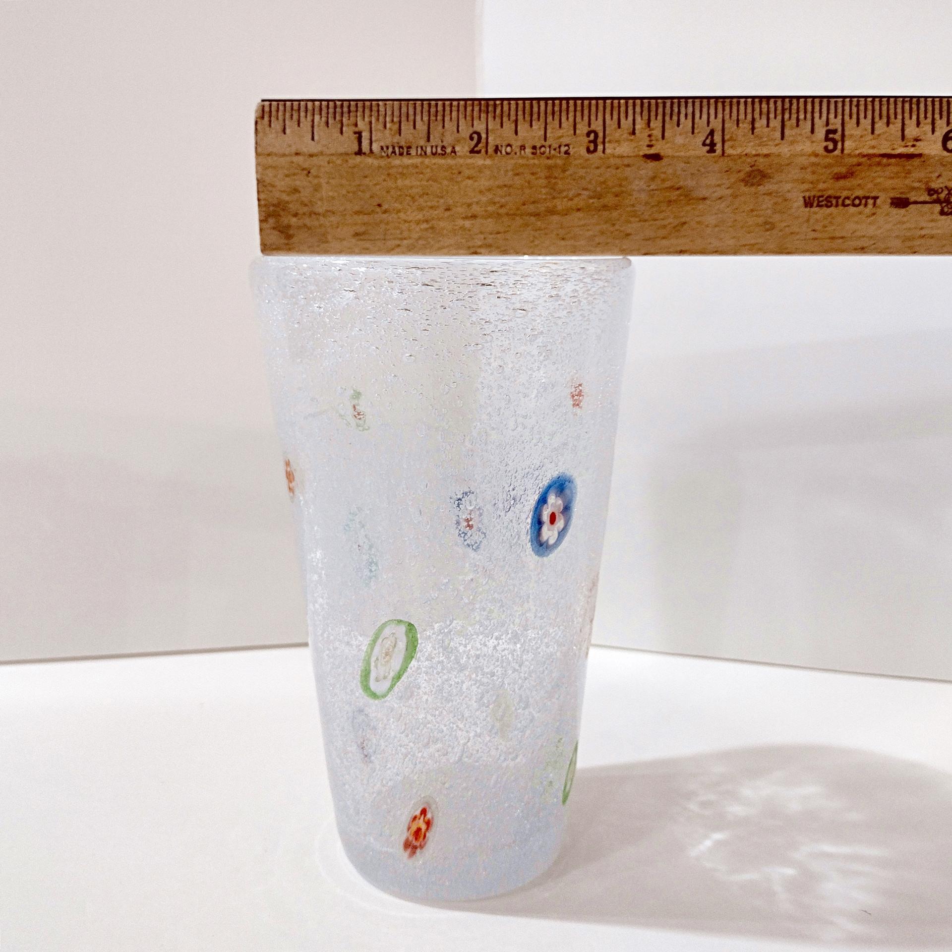 Vintage Hand Blown Millefiori Bubble Glass Highball Tumblers, Set of Four, Crate and Barrel Zazz Glasses