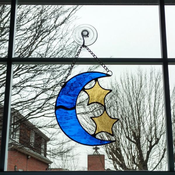 Moon and Stars Stained Glass Suncatcher