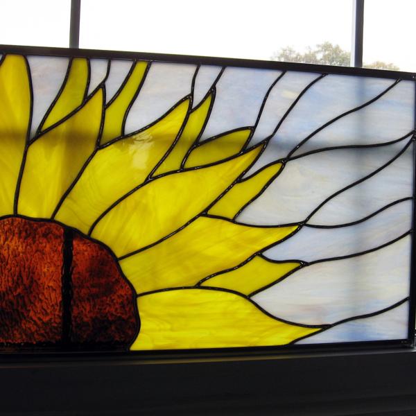 Sunflower Stained Glass Window Panel