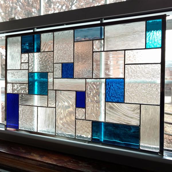 Custom Geometric Stained Glass Window Panel