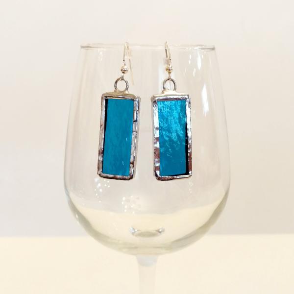 Aqua Blue Cathedral Stained Glass Earrings
