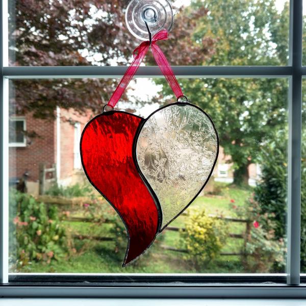 Stained Glass Unity Heart Suncatcher, Custom Colors Available