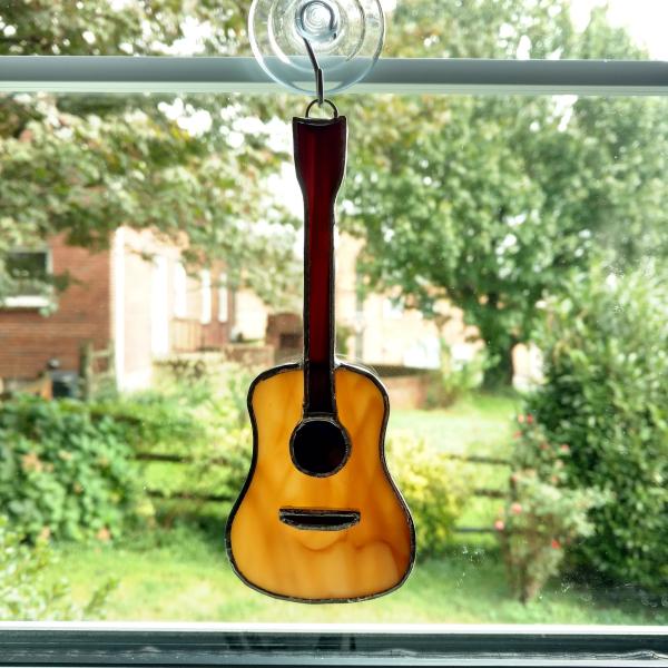 Stained Glass Guitar Suncatcher