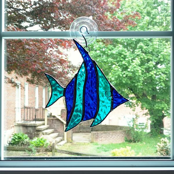 Angel Fish Stained Glass Suncatcher, Custom Colors Available