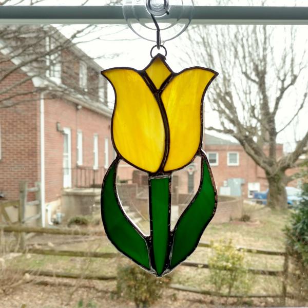 Stained Glass Tulip Suncatcher, Custom Colors Available