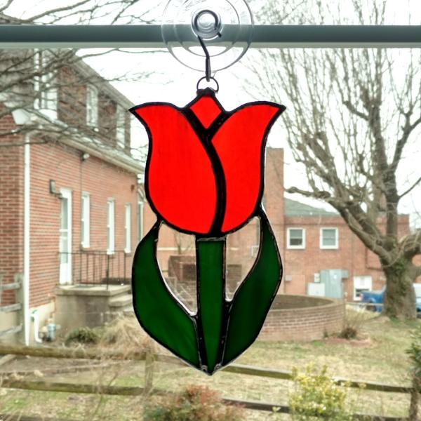 Stained Glass Tulip Suncatcher, Custom Colors Available