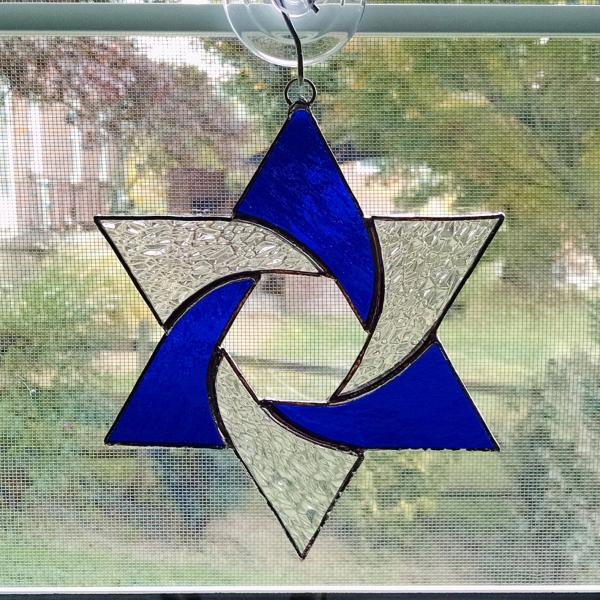 Star of David Stained Glass Suncatcher, Custom Colors Available