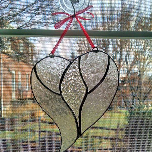 Unity Heart Stained Glass Suncatcher, Clear Cathedral Glasses