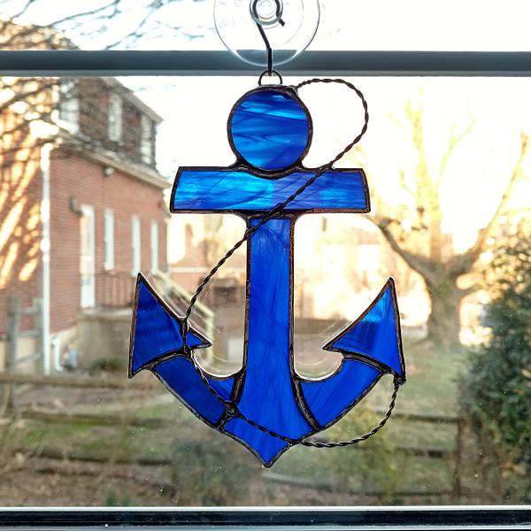 Anchor Stained Glass Suncatcher, Custom Colors Available