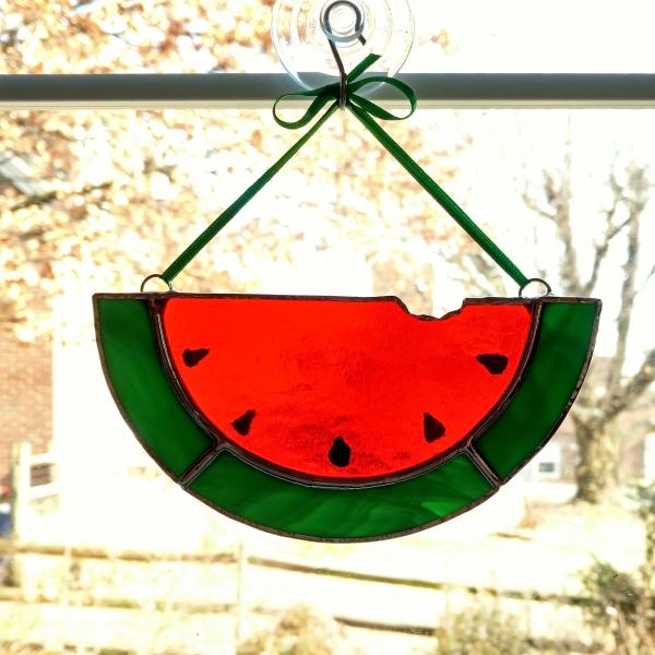 Stained Glass Watermelon Slice Suncatcher