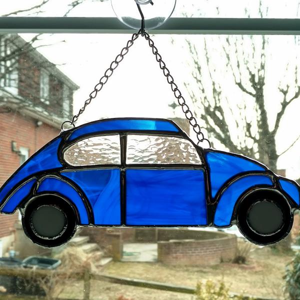 VW Bug Stained Glass Car Suncatcher, Custom Colors Available 