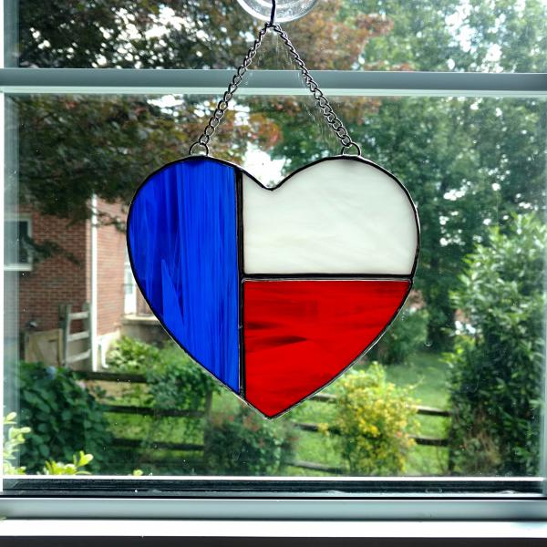 USA Heart Stained Glass Suncatcher