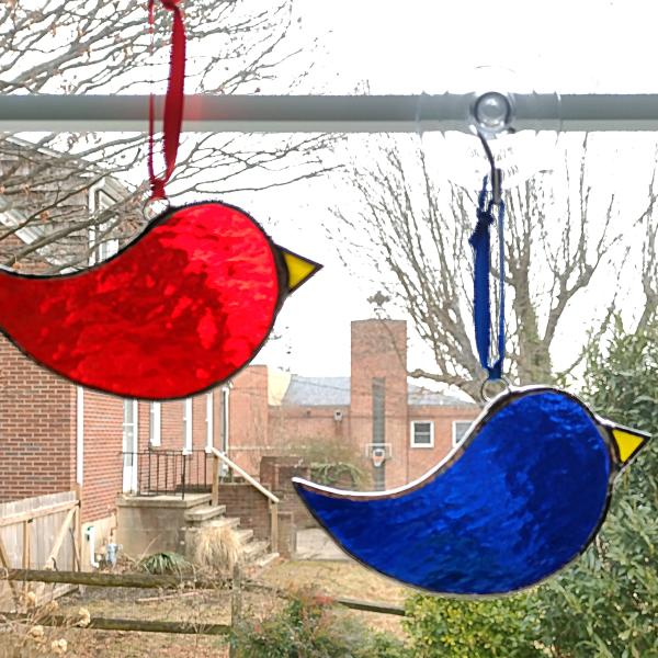 Stained Glass Bird Suncatcher, Custom Colors Available