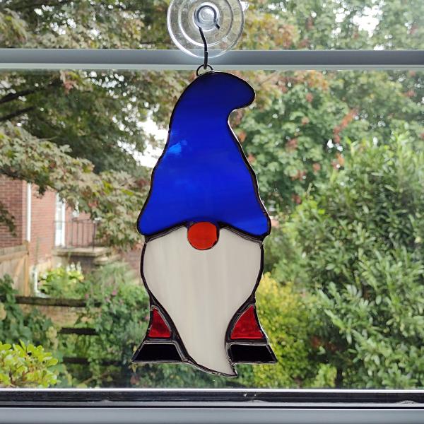 Patriotic Stained Glass Gnome / Elf Suncatcher