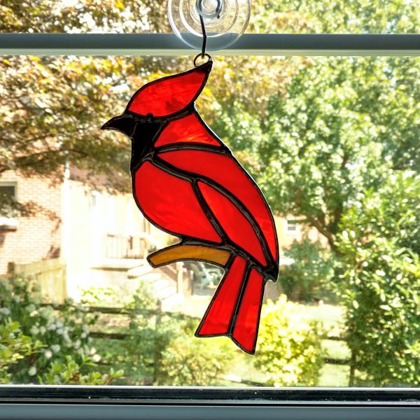 Stained Glass Cardinal Suncatcher, Red Bird