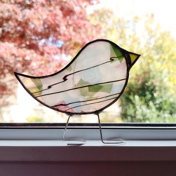 Stained Glass Standing Bird, Confetti Glass
