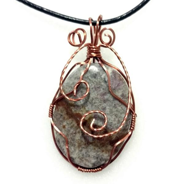 Copper Wire Wrapped Jasper Pendant