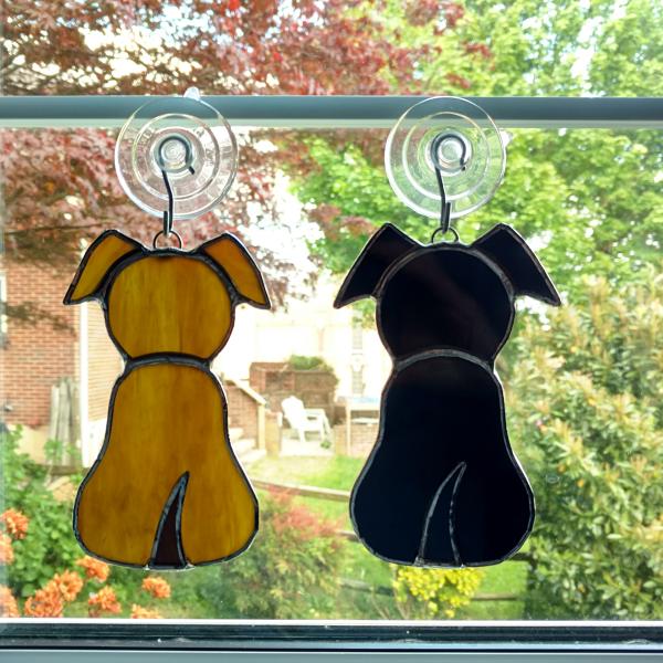 Stained Glass Dog Suncatcher