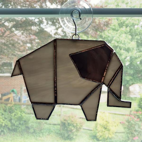 Stained Glass Elephant Suncatcher, Gray or Blue