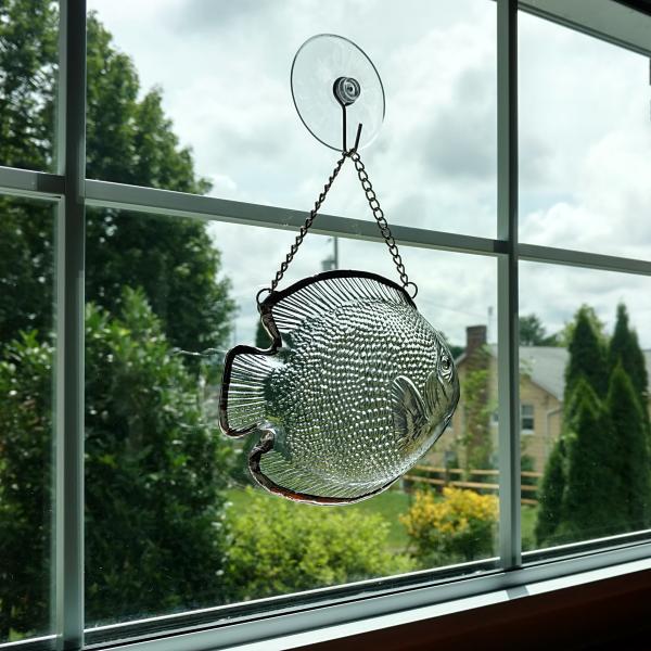 Vintage Arcoroc Fish Plate Window Hanging