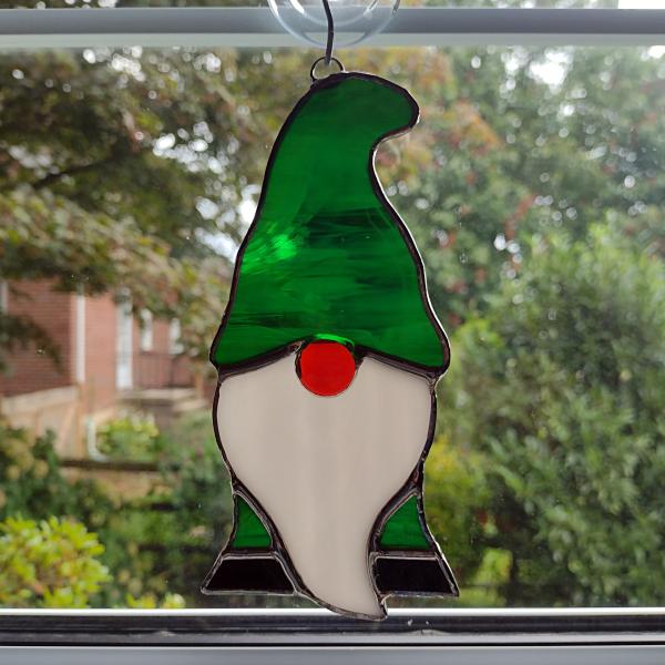 Irish Stained Glass Gnome / Elf Suncatcher