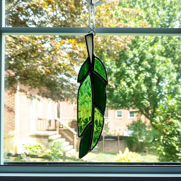 Stained Glass Feather Suncatcher, Green