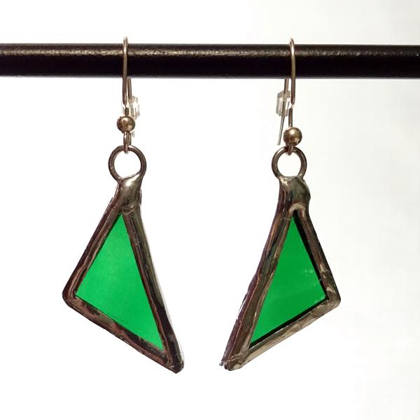 Swirl charm, Green Stained Glass earrings