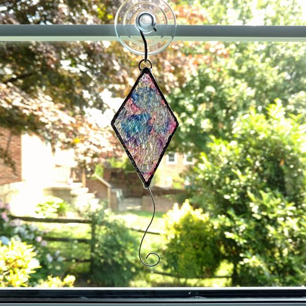 Stained Glass Kite Suncatcher, Alcohol Ink on Glass