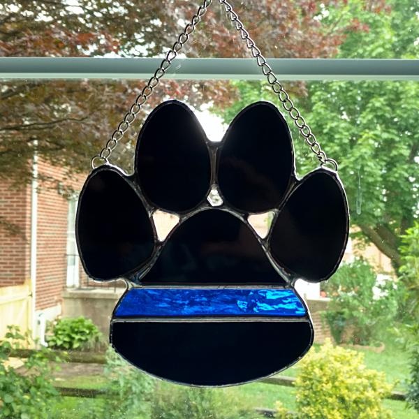 Thin Blue Line Police K-9 Paw Print Suncatcher