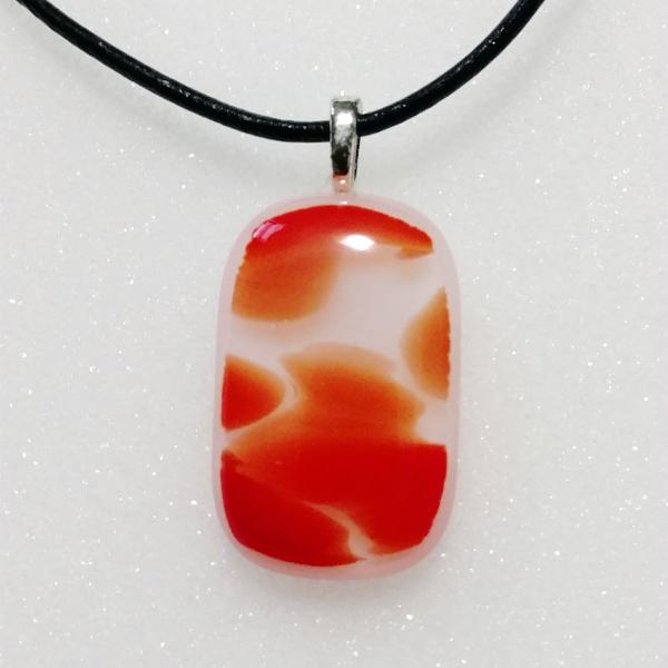 Fused Glass Pendant, Orange and White Swirl