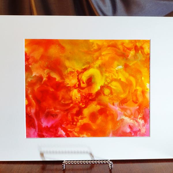 Alcohol Ink Painting, 8 x 10 Matted to 11 x 14, Fall Fury Abstract