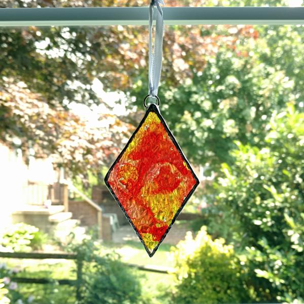 Clone of Alcohol Ink Diamond Suncatcher, Orange and Gold